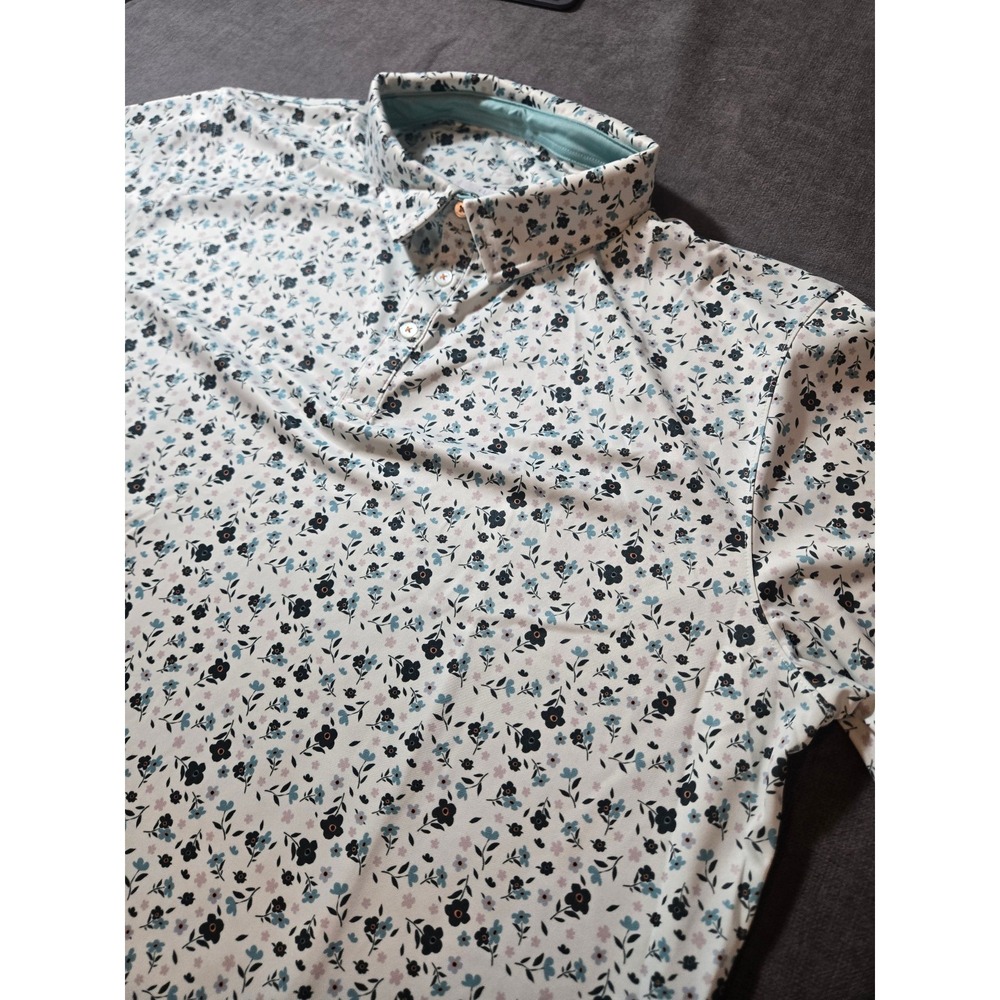 Swannies Polo Shirt Mens XXL Floral All Over Print Performance Golf NWOT